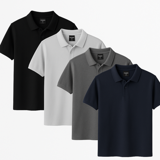 Plain POLO Cotton T-shirt Mens Combo | Pack of 4